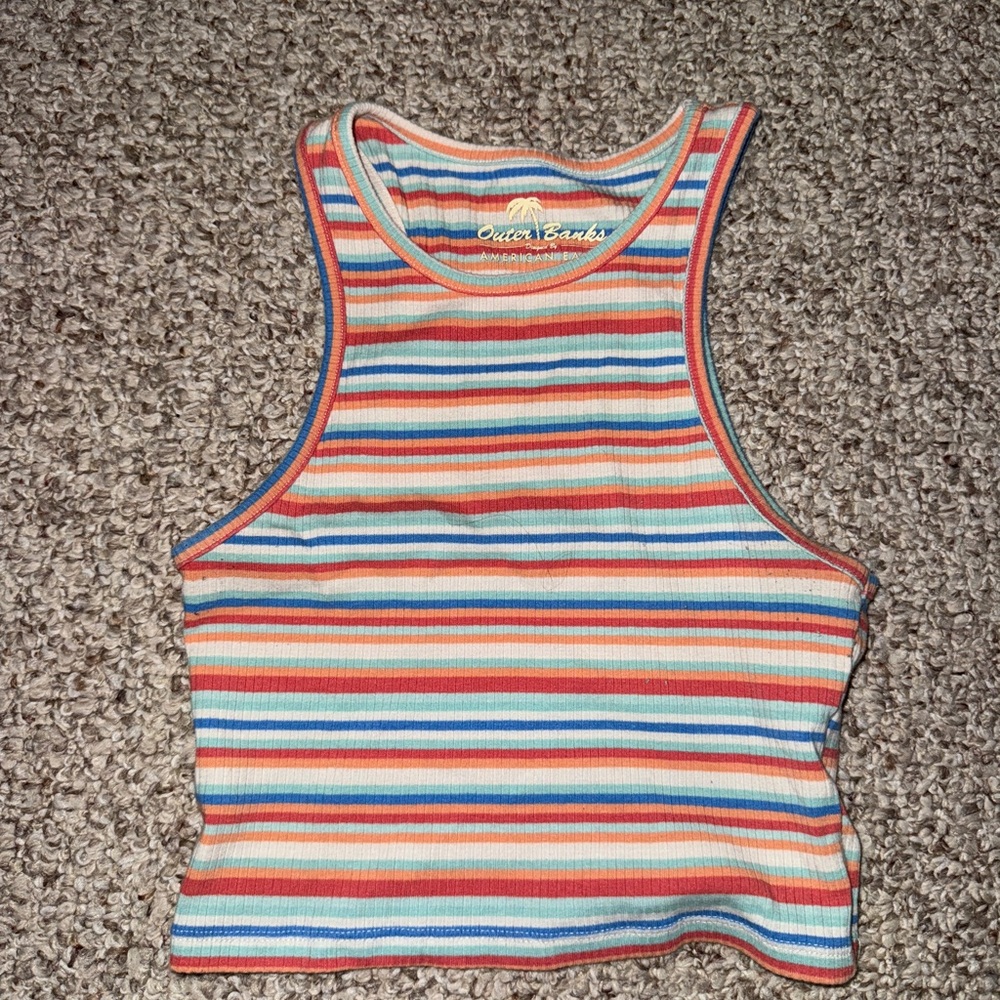 American Eagle Multicolor Striped Tank Top